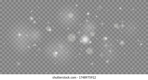 Bokeh lights effect isolated on transparent background. Festive white luminous background. Light abstract glowing bokeh lights. Christmas concept. Vector illustration, eps 10.