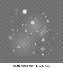Bokeh lights effect isolated on transparent background. Festive white luminous background. Light abstract glowing bokeh lights. Christmas concept. Vector illustration, eps 10.