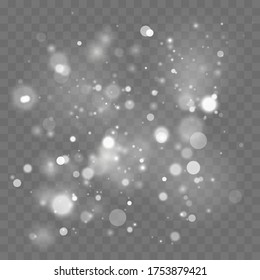 Las luces de bokeh tienen efecto aislado sobre un fondo transparente. Fondo luminoso blanco festivo. Luces de bokeh abstractas y luminosas. concepto de Navidad. Ilustración vectorial, eps 10.
