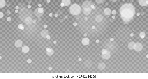 Bokeh lights effect isolated on transparent background. Light abstract glowing bokeh lights. Festive purple and golden luminous background. Christmas concept.