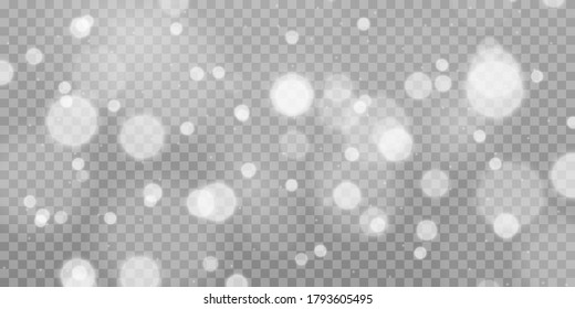 Bokeh lights effect isolated on transparent background. Light abstract glowing bokeh lights. Festive purple and golden luminous background. Christmas concept.