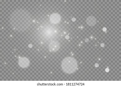 Las luces de bokeh tienen efecto aislado sobre un fondo transparente. Luces de bokeh abstractas y luminosas. Fondo luminoso morado festivo y dorado. concepto de Navidad