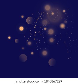 Bokeh lights effect isolated on transparent background. Christmas concept. Light abstract glowing bokeh lights. Festive purple and golden luminous background. 