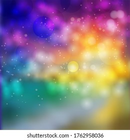 Bokeh lights effect on colorful gradient  background. Vector format
