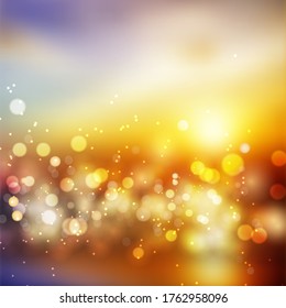 Bokeh lights effect on colorful gradient  background. Vector format