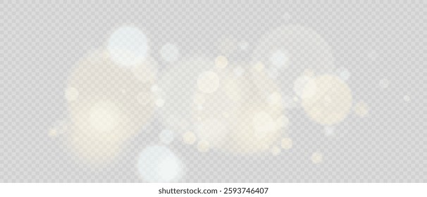 Bokeh Lights. Festive Designs. White png dust light. Bokeh light effect background. Christmas background of shining dust. Holiday powder dust for cards, invitations, banners, and ads.