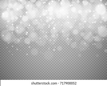 Bokeh lights with glowing particles isolated. Vector illustration