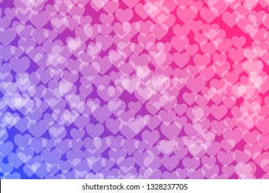 Bokeh lights with heart figures gradient background template. 