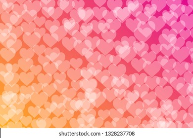 Bokeh lights with heart figures gradient background template. 