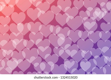 Bokeh lights with hearts gradient background template. 
