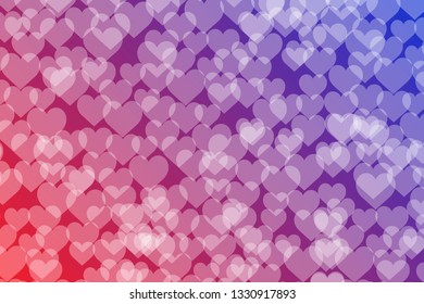 Bokeh lights with hearts gradient background template