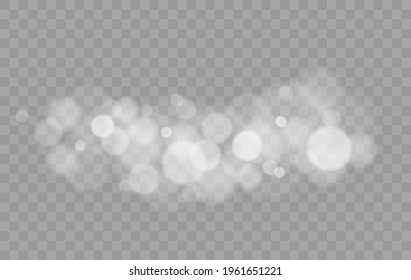 Bokeh lights isolated. Transparent blurred shapes. Abstract light effect. Vector illustration