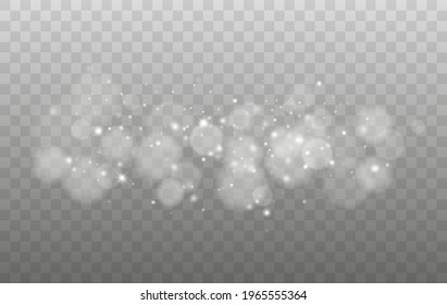 Bokeh lights isolated. Transparent blurred shapes. Abstract light effect. Vector illustration