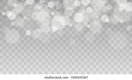 Bokeh lights isolated. Transparent blurred shapes. Abstract light effect. Vector illustration