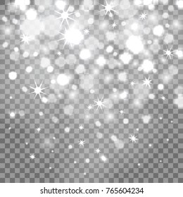 Bokeh lights on the transparent background, vector illustration