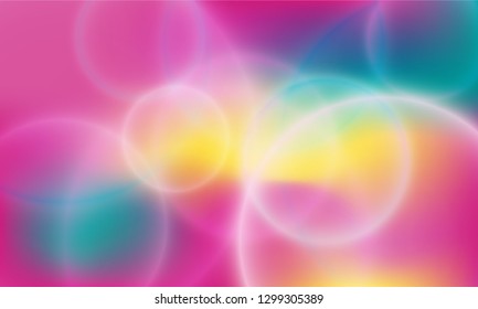 Bokeh lights poster vector background. Banner spring backdrop. Cool party poster wallpaper in pink magenta and spring green. Trendy bokeh lights stylish colorful blurred background.