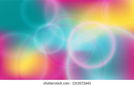 Bokeh lights poster vector background. Banner spring backdrop. Cool party poster wallpaper in pink magenta and spring green. Trendy bokeh lights stylish colorful blurred background.