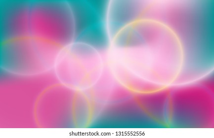 Bokeh lights poster vector background. Banner spring backdrop. Cool party poster wallpaper in pink magenta and spring green. Trendy bokeh lights stylish colorful blurred background.