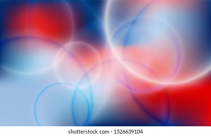 Bokeh lights poster vector background in red and blue. Banner backdrop. Cool party poster wallpaper. Trendy bokeh lights stylish colorful blurred background.