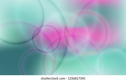 Bokeh lights poster vector background. Banner spring backdrop. Cool party poster wallpaper in pink magenta and spring green. Trendy bokeh lights stylish colorful blurred background.