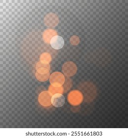 Bokeh lights texture. Abstract blur light effect. Blurred overlay template. Transparent background. Vector illustration.