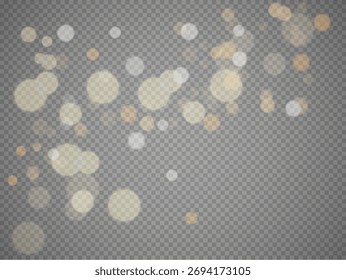 Bokeh luzes efeito de sobreposição transparente PNG​, moles Bokeh círculos luz fundo transparente​, branco e ouro Bokeh textura sobre transparente