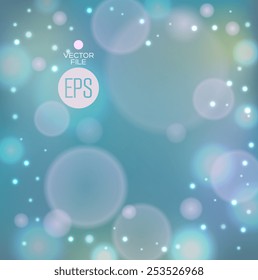 Bokeh lights. Vector art. Abstract light. Illustration of soft colored unfocused background. Web and mobile interface template. Pastel blue, aquamarine, grey colors. Instagram hipster style.