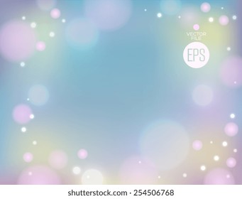 Bokeh lights. Vector art. Abstract light. Illustration of soft colored unfocused background. Web and mobile interface template. Pastel blue, pink, purple colors. Instagram hipster style.