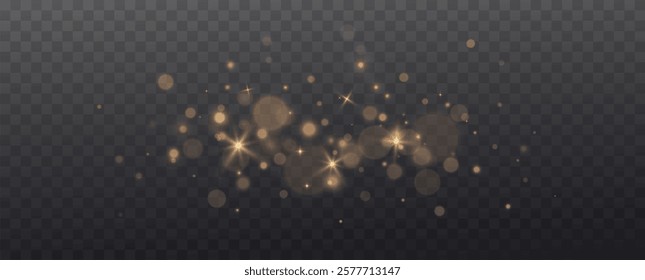 Bokeh Lights.bokeh is the soft, pleasing out of focus effect from a lens.Defocused gold particles glitter on a transparent background.