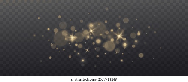 Bokeh Lights.bokeh is the soft, pleasing out of focus effect from a lens.Defocused gold particles glitter on a transparent background.