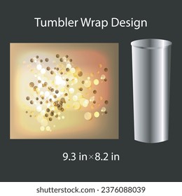 Bokeh Luxury Tumbler Wrap Design Vector, Abstract Blurred Light Element with Bokeh Lights, Golden Bokeh Tumbler Wrap Graphic