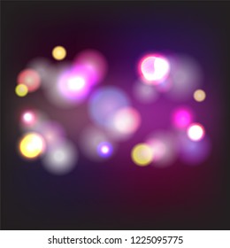 Bokeh with night lights background, Abstract blur colorful bokeh for wallpaper, banner, cover or decorations - Vector Illustration.