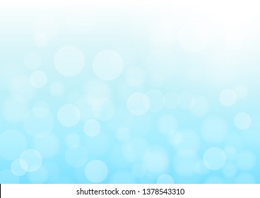 Bokeh on the blue background. Vector blur abstract texture with lot of bubble