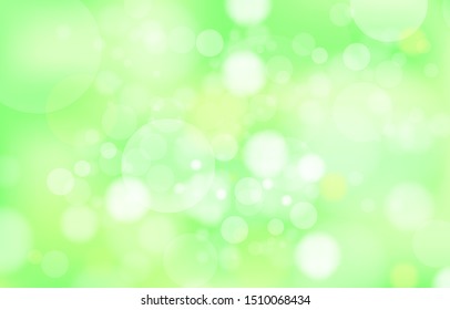 Bokeh on the green background. Vector blur abstract texture with lot of bubble. concept nature summer wallpaper