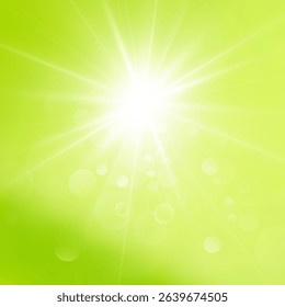 Bokeh on green background.Summer background.Natural green bokeh.Light effect.Eco background.Nature