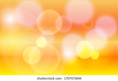Bokeh orange background. Soft blur yellow light effect wallpaper. Abstract background bokeh blurred. Shiny bokeh light effect. Vector illustration.