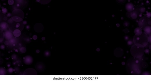 Bokeh particles, abstract background with shiny dust on black background. holiday card