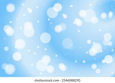 Partículas de Bokeh sobre fondo azul. Fondo de nieve. Temporada de invierno. Vector 10.