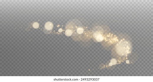 The bokeh is really bright and shimmers with gold dust and bright star particles. There are some light abstract glowing lights, and the bokeh effect is glowing on a light background. The Christmas bac