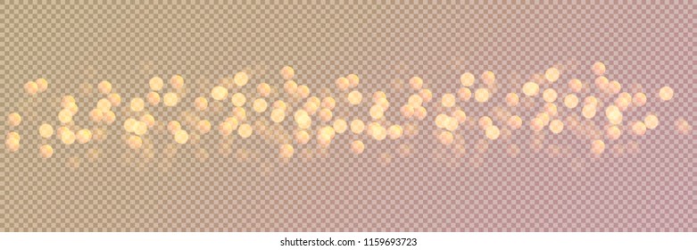 Bokeh romantic banner. Blurred texture iridescent glitter. Empty background winter holiday. Defocus pattern yellow glare. Abstract template fantasy garland lights.