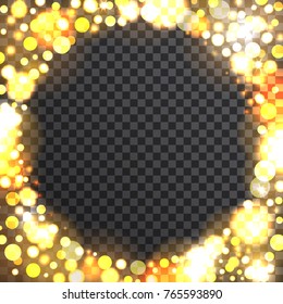 Bokeh round frame on the transparent background, vector illustration