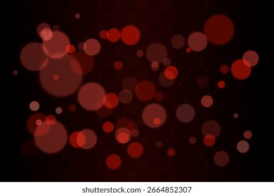 Bokeh set. Multiple blurred circles randomly distributed with soft focus. Depth created by overlapping transparent layers on dark background.