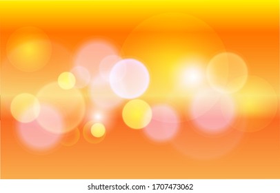 Bokeh brilla de fondo naranja. Papel tapiz de efecto luz difusa naranja. Borrador del fondo abstracto. Brillante efecto de luz bokeh. Ilustración vectorial.