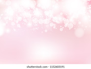 Bokeh soft pink decoration abstract background, celebration, holiday pastel luxury vector illustration