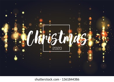 Bokeh sparkle Christmas 2020 background. Glitter lights luxury glamor background. Abstract defocused circular party magic christmas lights. New year glamorous elegant, shiny background. EPS 10