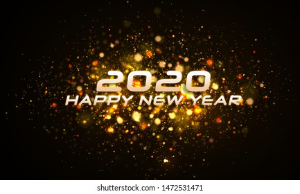 Bokeh sparkle Christmas 2020 background. Festive concept with realistic effects. Abstract defocused circular party magic christmas lights. design of new year party, sale, greeting card.