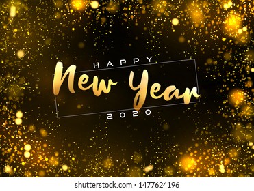 Bokeh sparkle Christmas 2020 background. Festive concept with realistic effects. Abstract defocused circular party magic christmas lights. design of new year party, sale, greeting card.