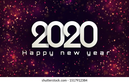 Bokeh sparkle Christmas 2020 background. Festive concept with realistic effects. Abstract defocused circular party magic christmas lights.