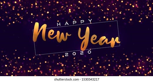 Bokeh sparkle Christmas 2020 background. Festive concept with realistic effects. Abstract defocused circular party magic christmas lights. design of new year party, sale, greeting card.