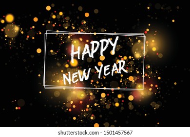 Bokeh sparkle New Yaear 2020 background. Festive concept with realistic effects. Abstract defocused circular party magic christmas lights. design of new year party, sale, greeting card.